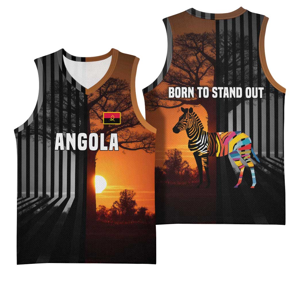 Angola Basketball Jersey with Sunset Zebra Design and African Nature - Wonder Print Shop