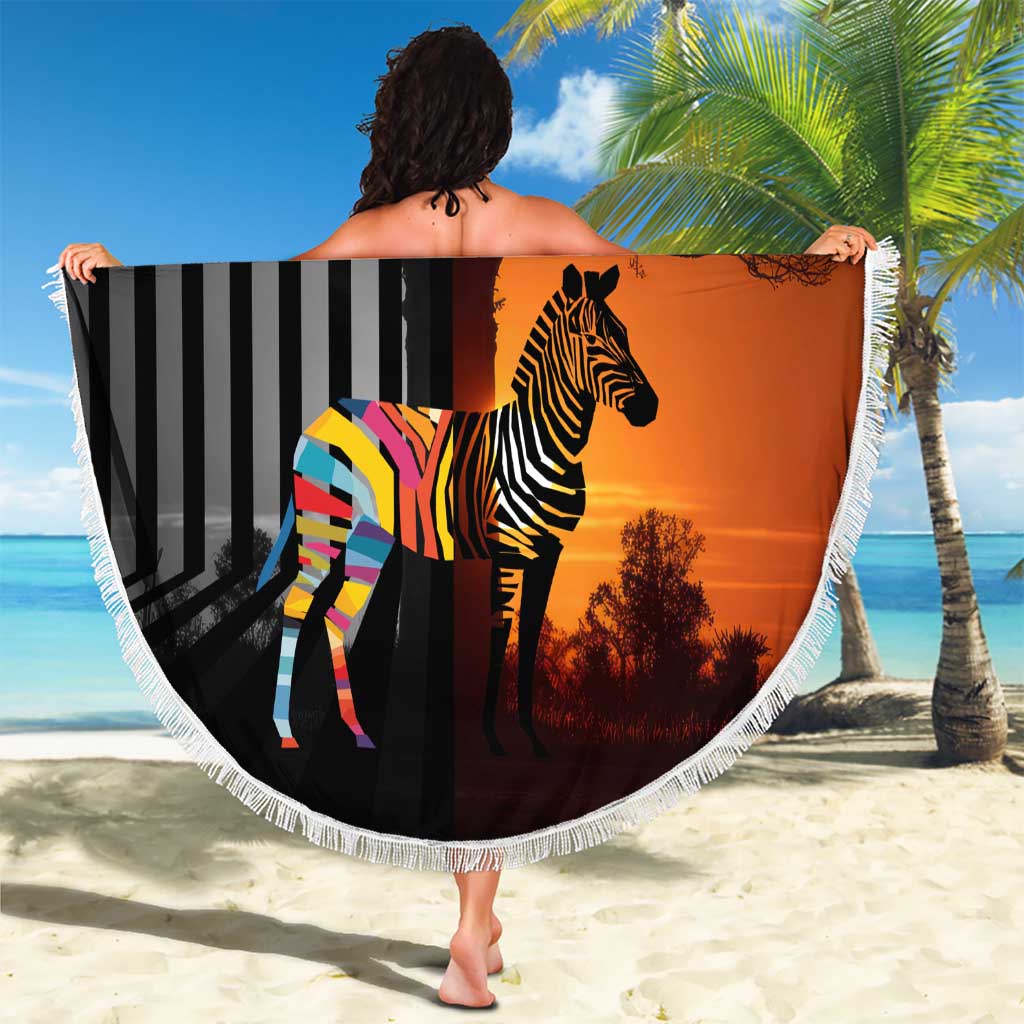 Angola Beach Blanket with Sunset Zebra Design and African Nature - Wonder Print Shop