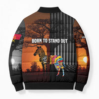 Angola Bomber Puffer Jacket with Sunset Zebra Design and African Nature - Wonder Print Shop