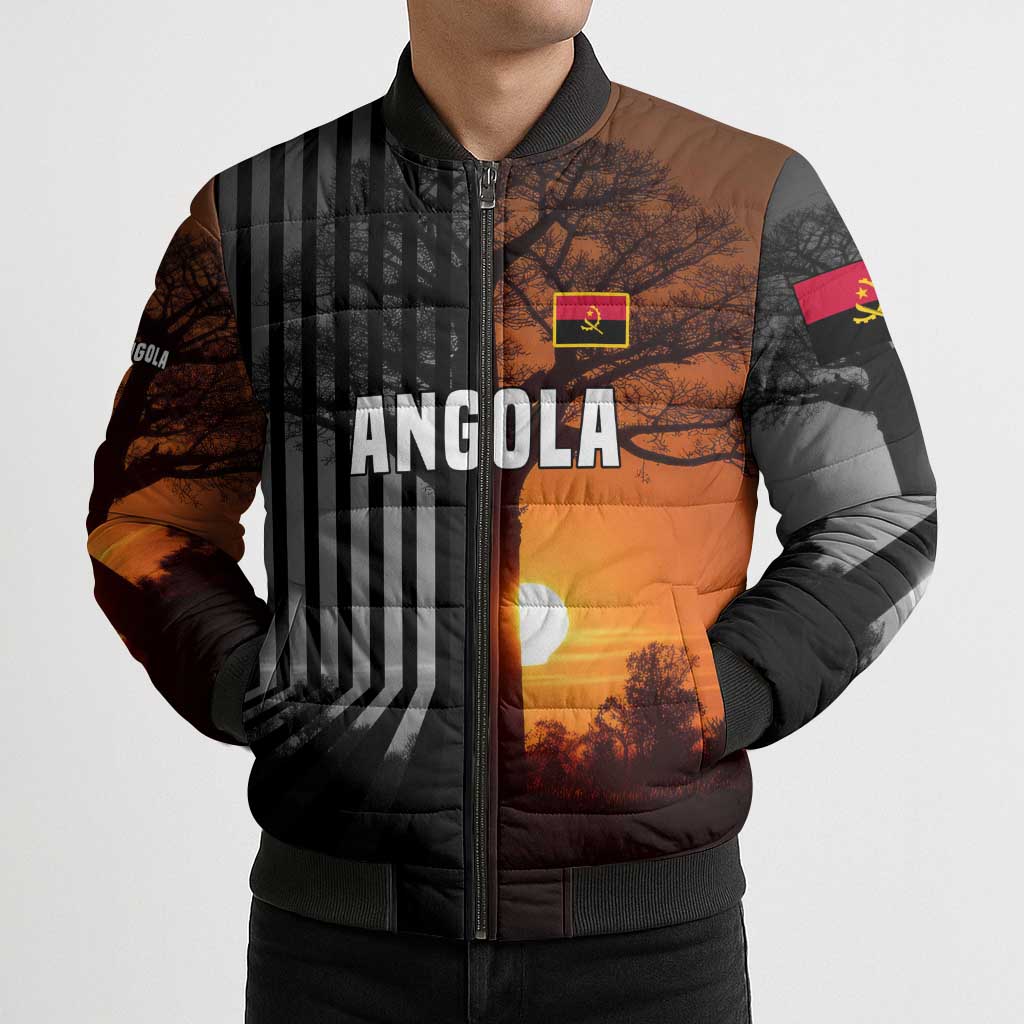 Angola Bomber Puffer Jacket with Sunset Zebra Design and African Nature - Wonder Print Shop