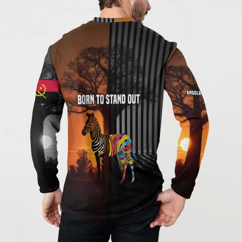 Angola Button Sweatshirt with Sunset Zebra Design and African Nature - Wonder Print Shop