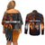 Angola Couples Matching Off Shoulder Short Dress and Long Sleeve Button Shirt with Sunset Zebra Design and African Nature - Wonder Print Shop