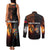 Angola Couples Matching Tank Maxi Dress and Long Sleeve Button Shirt with Sunset Zebra Design and African Nature - Wonder Print Shop