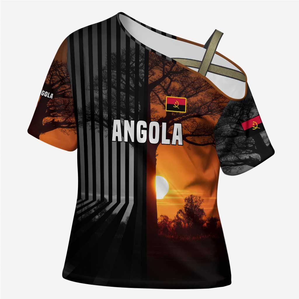 Angola Cross Shoulder Shirt with Sunset Zebra Design and African Nature - Wonder Print Shop