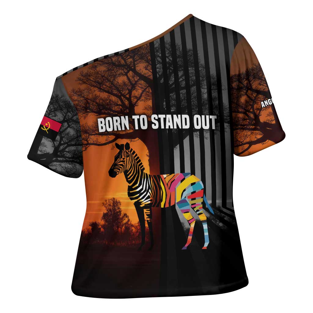 Angola Cross Shoulder Shirt with Sunset Zebra Design and African Nature - Wonder Print Shop
