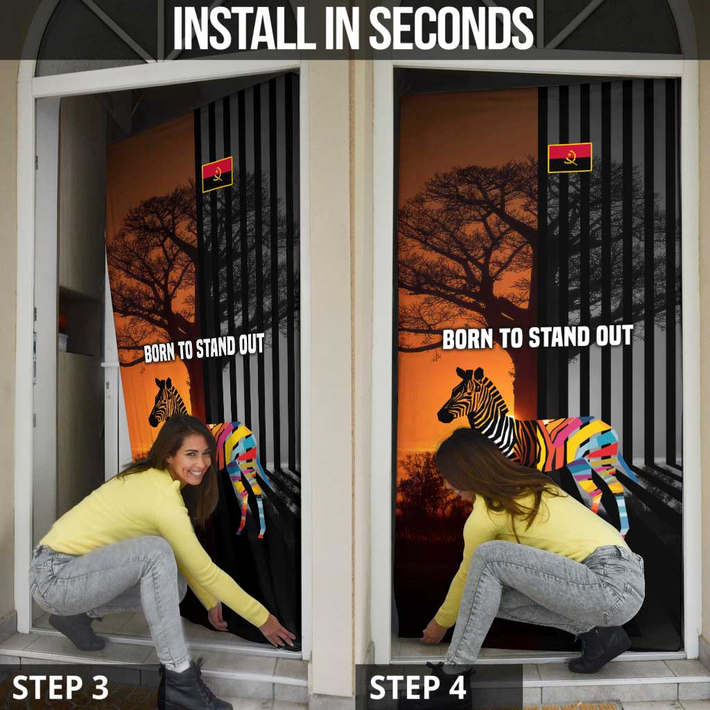 Angola Door Cover with Sunset Zebra Design and African Nature - Wonder Print Shop