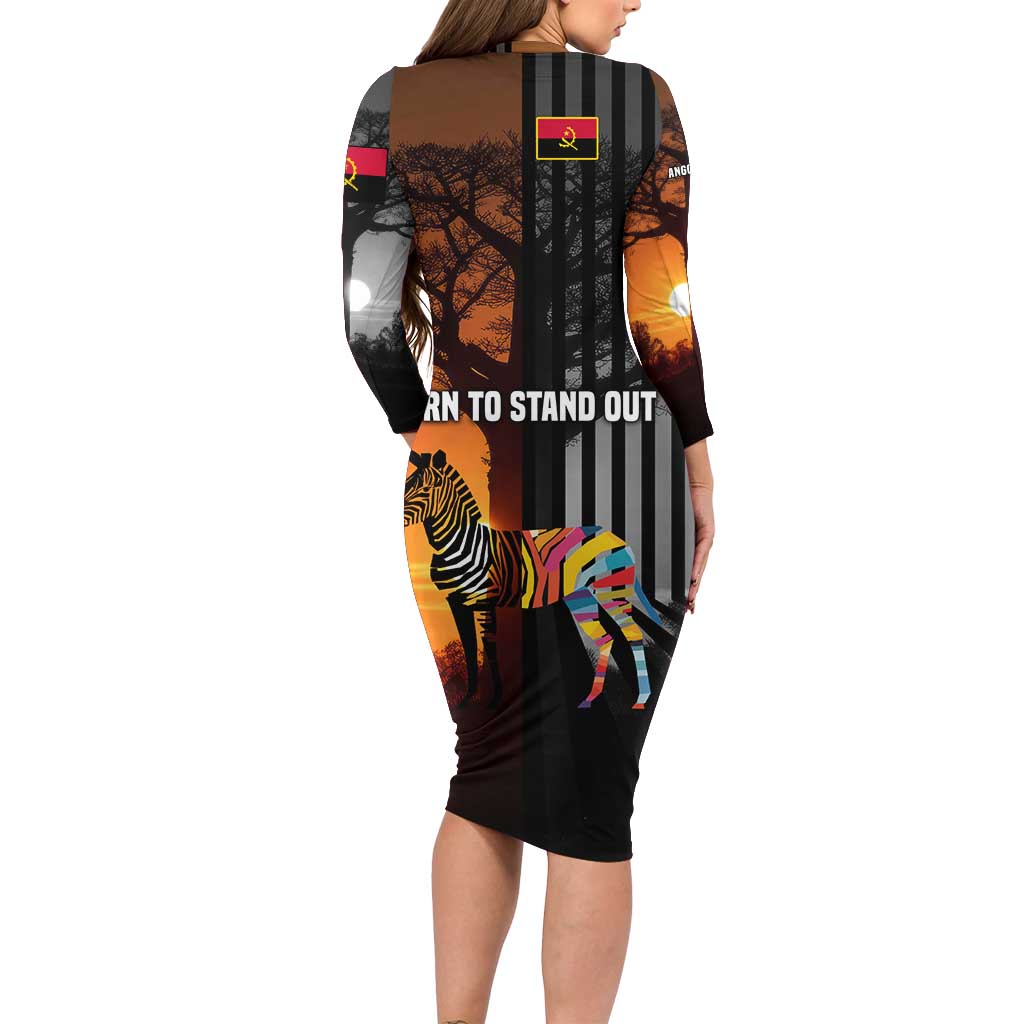 Angola Family Matching Long Sleeve Bodycon Dress and Hawaiian Shirt with Sunset Zebra Design and African Nature - Wonder Print Shop