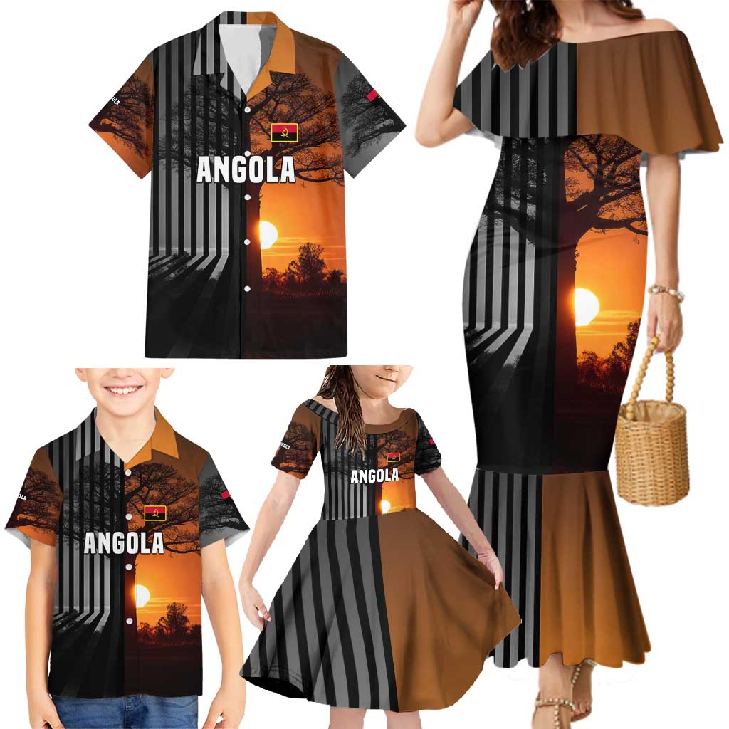 Angola Family Matching Mermaid Dress and Hawaiian Shirt with Sunset Zebra Design and African Nature - Wonder Print Shop