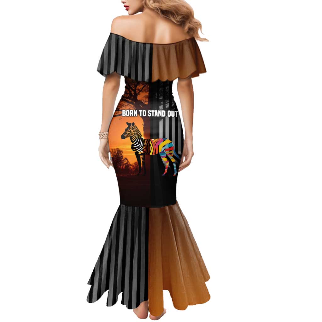 Angola Family Matching Mermaid Dress and Hawaiian Shirt with Sunset Zebra Design and African Nature - Wonder Print Shop