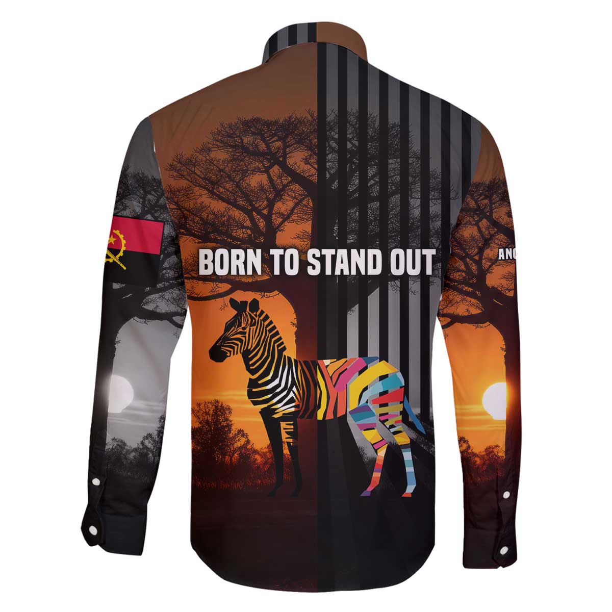 Angola Family Matching Off The Shoulder Long Sleeve Dress and Hawaiian Shirt with Sunset Zebra Design and African Nature - Wonder Print Shop