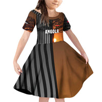 Angola Family Matching Off Shoulder Short Dress and Hawaiian Shirt with Sunset Zebra Design and African Nature - Wonder Print Shop