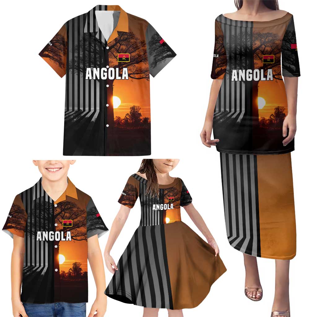 Angola Family Matching Puletasi and Hawaiian Shirt with Sunset Zebra Design and African Nature - Wonder Print Shop