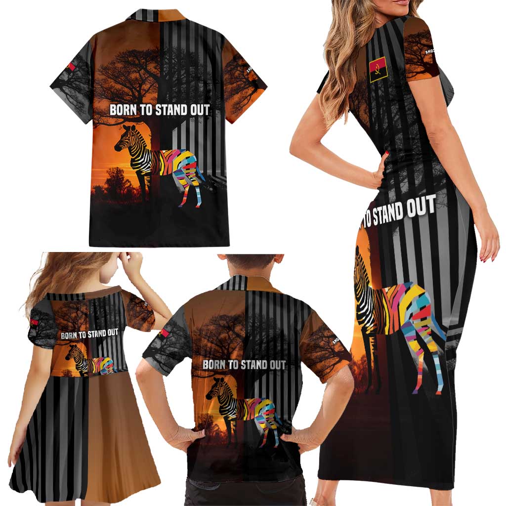 Angola Family Matching Short Sleeve Bodycon Dress and Hawaiian Shirt with Sunset Zebra Design and African Nature - Wonder Print Shop
