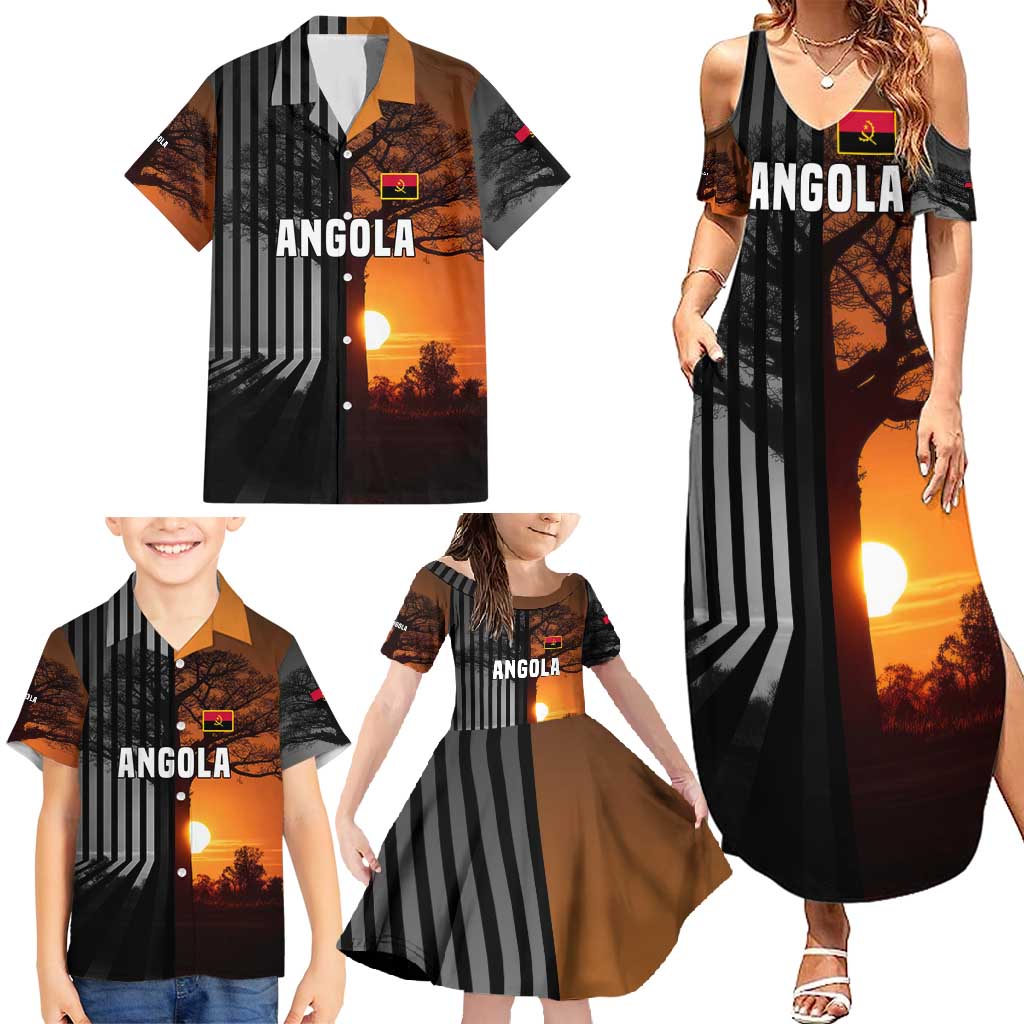 Angola Family Matching Summer Maxi Dress and Hawaiian Shirt with Sunset Zebra Design and African Nature - Wonder Print Shop