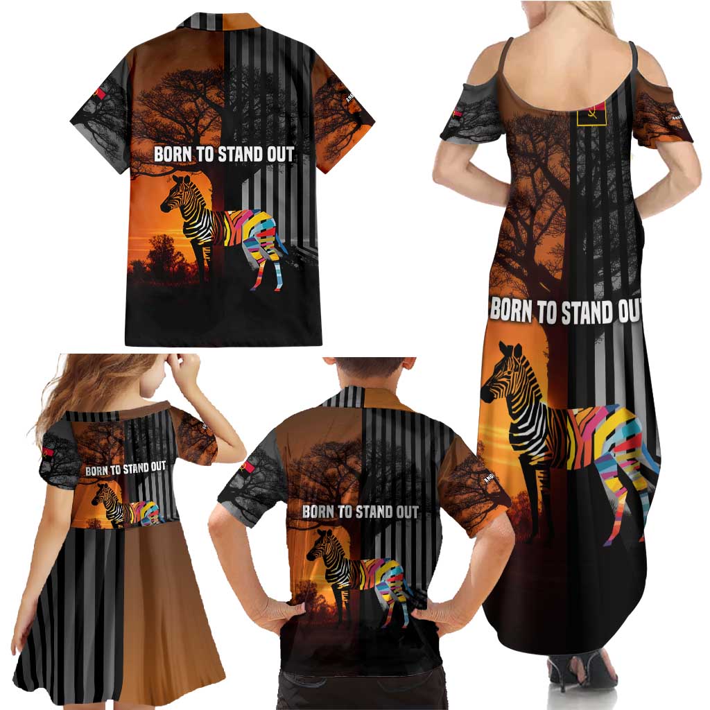 Angola Family Matching Summer Maxi Dress and Hawaiian Shirt with Sunset Zebra Design and African Nature - Wonder Print Shop