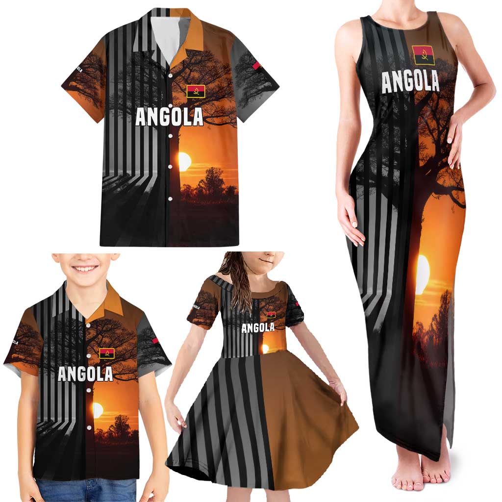 Angola Family Matching Tank Maxi Dress and Hawaiian Shirt with Sunset Zebra Design and African Nature - Wonder Print Shop