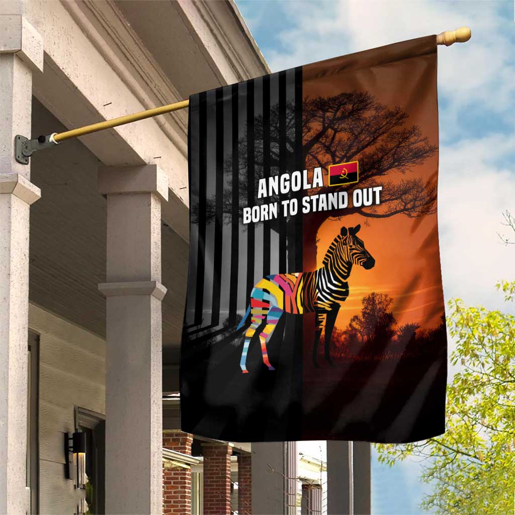 Angola Garden Flag with Sunset Zebra Design and African Nature - Wonder Print Shop