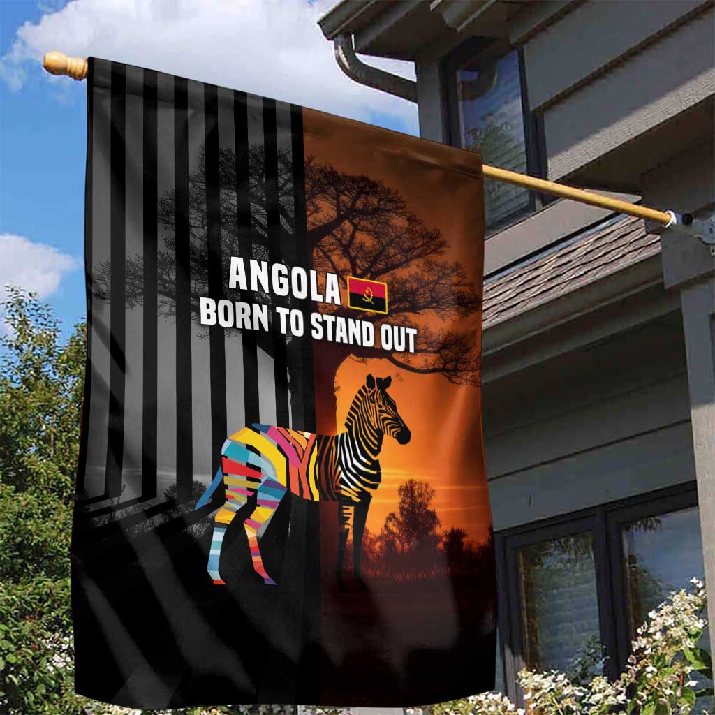 Angola Garden Flag with Sunset Zebra Design and African Nature - Wonder Print Shop
