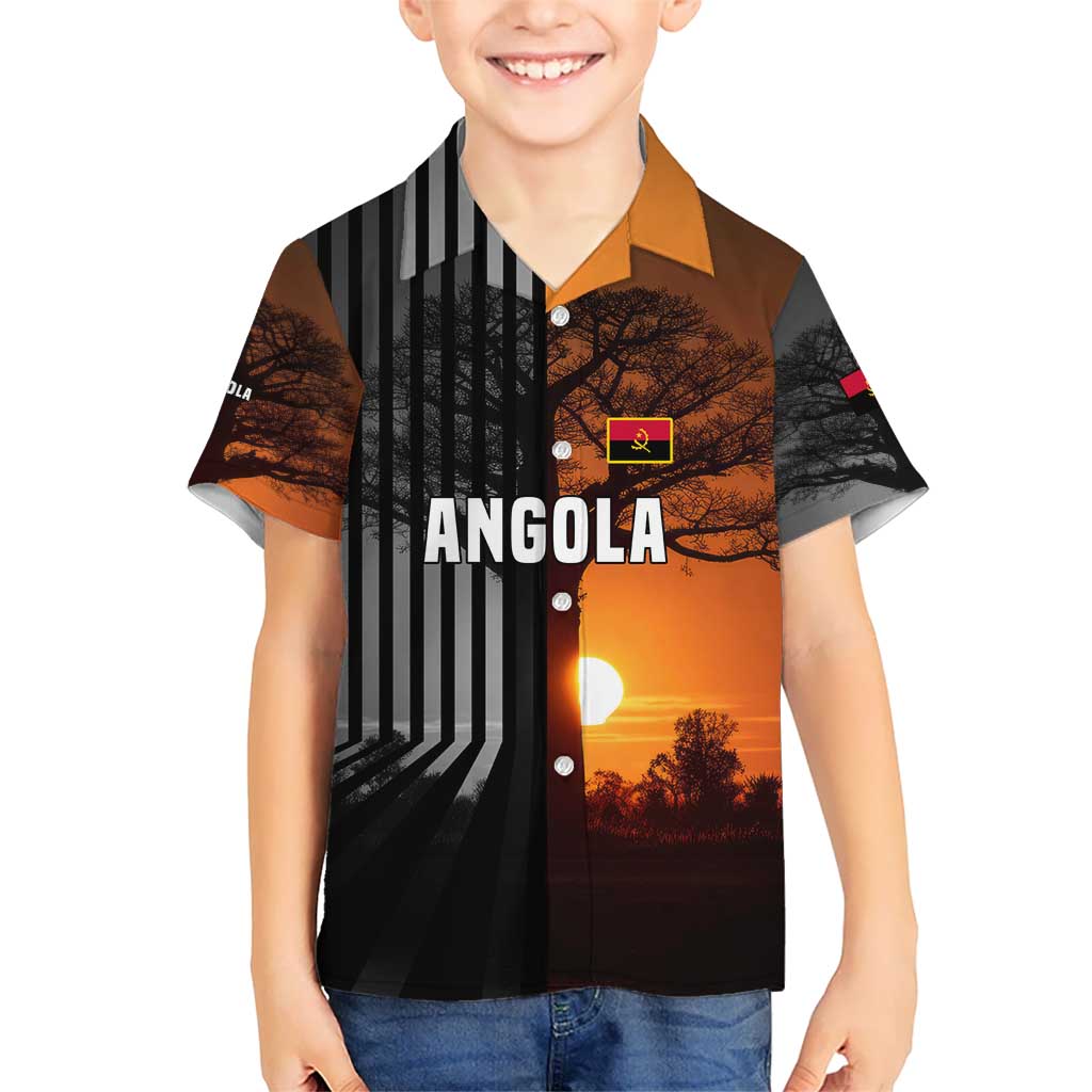 Angola Kid Hawaiian Shirt with Sunset Zebra Design and African Nature - Wonder Print Shop