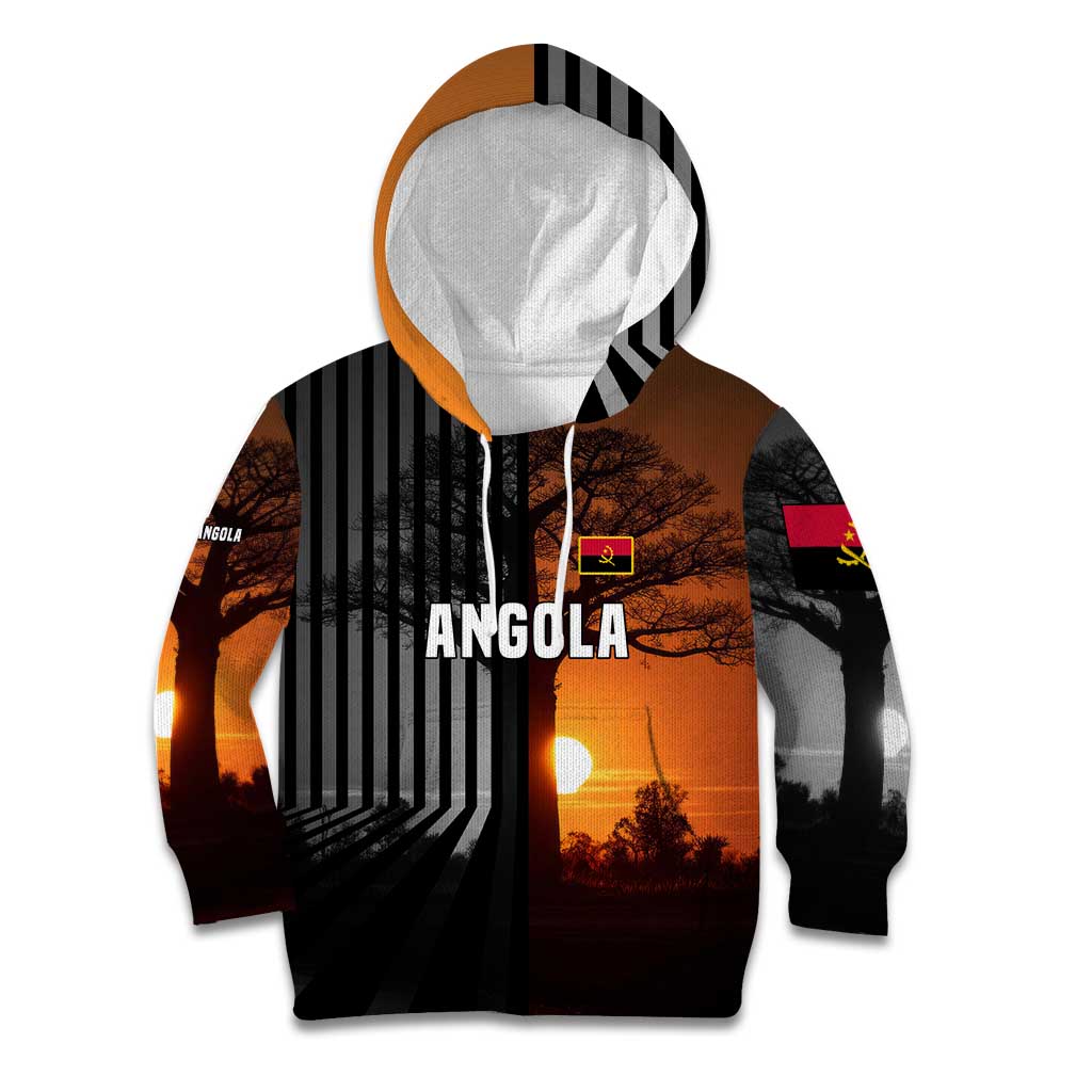Angola Kid Hoodie with Sunset Zebra Design and African Nature - Wonder Print Shop