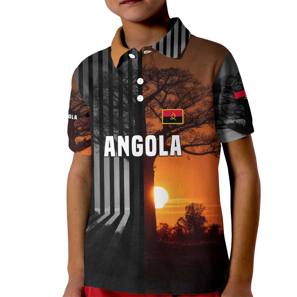 Angola Kid Polo Shirt with Sunset Zebra Design and African Nature - Wonder Print Shop