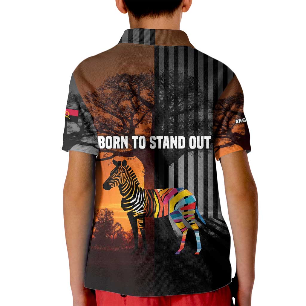 Angola Kid Polo Shirt with Sunset Zebra Design and African Nature - Wonder Print Shop