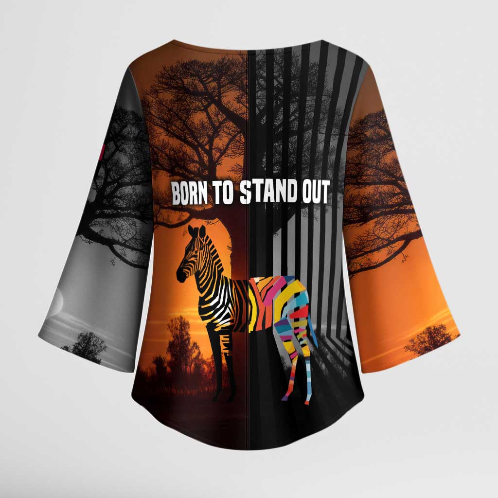 Angola Kimono Sleeve Blouse with Sunset Zebra Design and African Nature - Wonder Print Shop