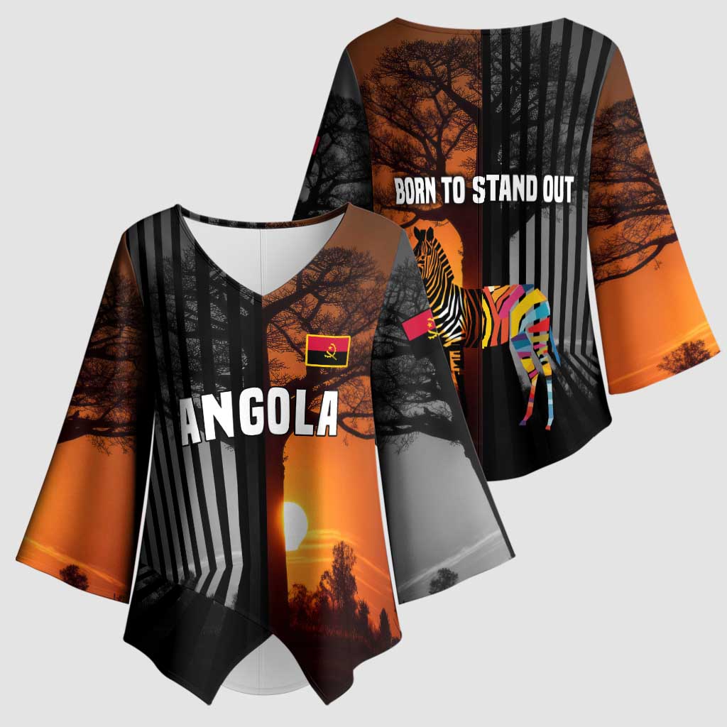 Angola Kimono Sleeve Blouse with Sunset Zebra Design and African Nature - Wonder Print Shop