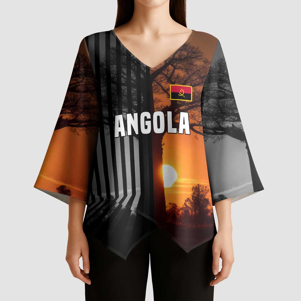 Angola Kimono Sleeve Blouse with Sunset Zebra Design and African Nature - Wonder Print Shop