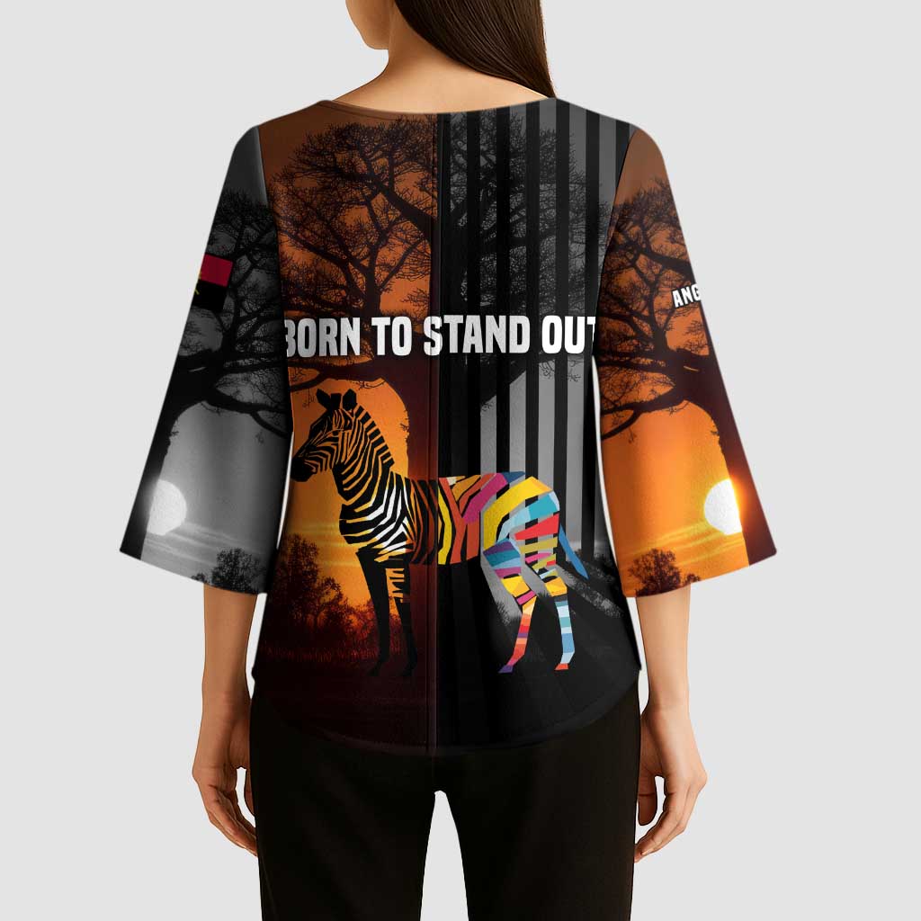 Angola Kimono Sleeve Blouse with Sunset Zebra Design and African Nature - Wonder Print Shop