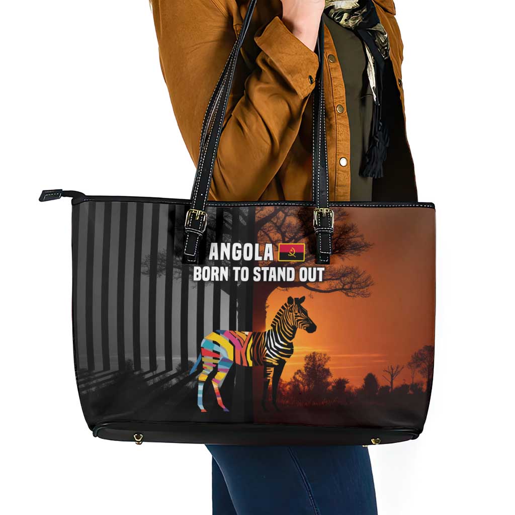 Angola Leather Tote Bag with Sunset Zebra Design and African Nature - Wonder Print Shop