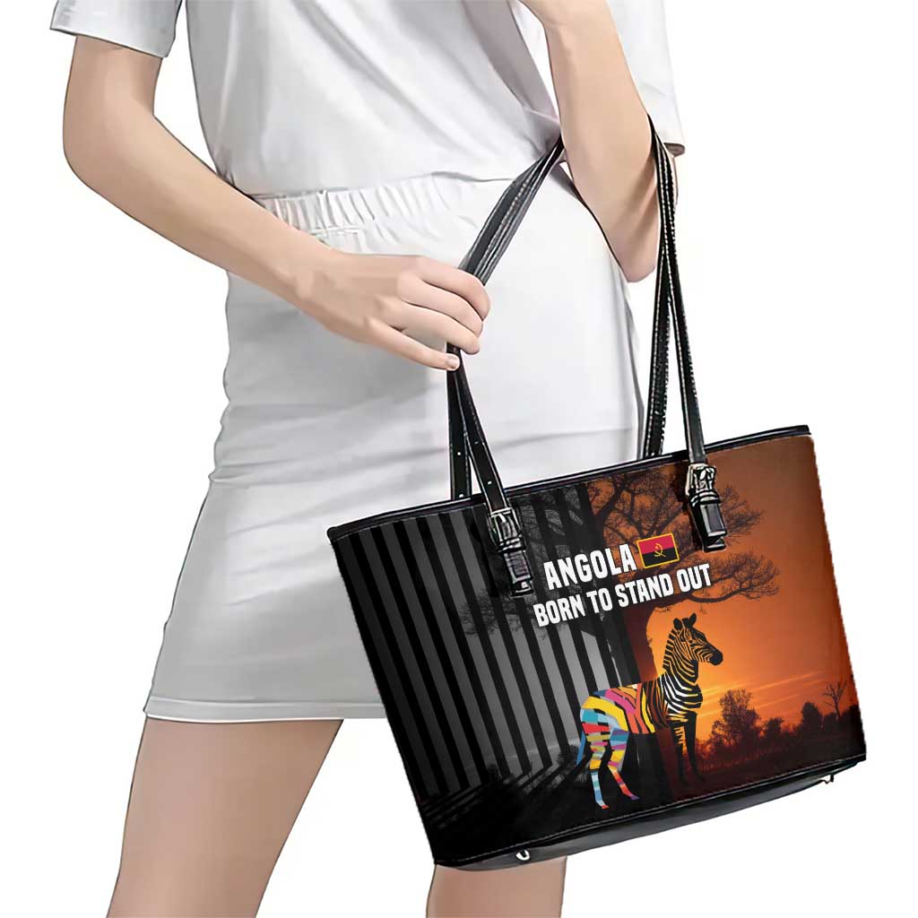 Angola Leather Tote Bag with Sunset Zebra Design and African Nature - Wonder Print Shop