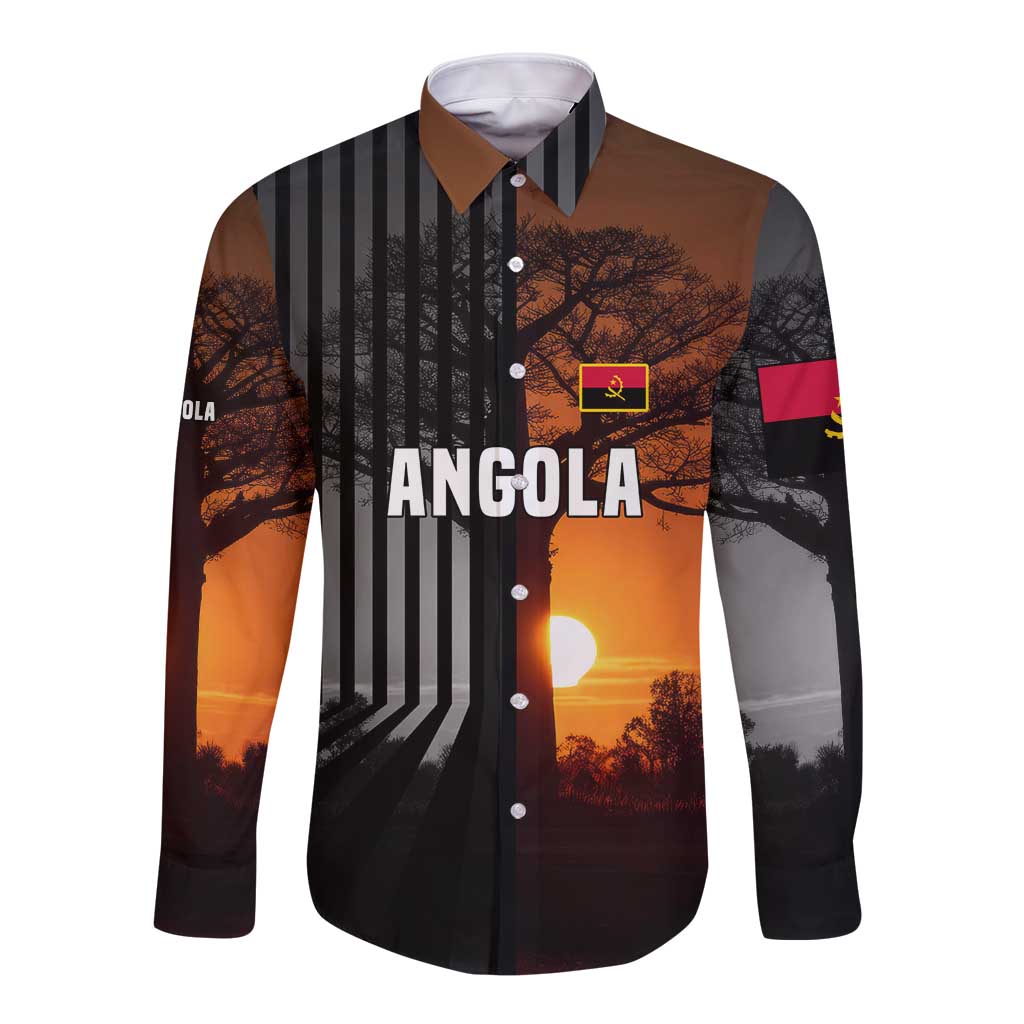 Angola Long Sleeve Button Shirt with Sunset Zebra Design and African Nature - Wonder Print Shop