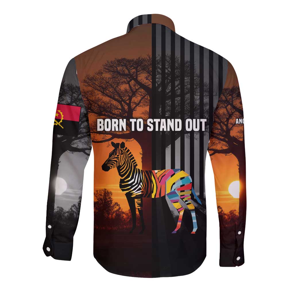 Angola Long Sleeve Button Shirt with Sunset Zebra Design and African Nature - Wonder Print Shop