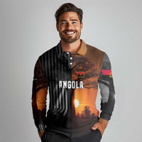 Angola Long Sleeve Polo Shirt with Sunset Zebra Design and African Nature - Wonder Print Shop