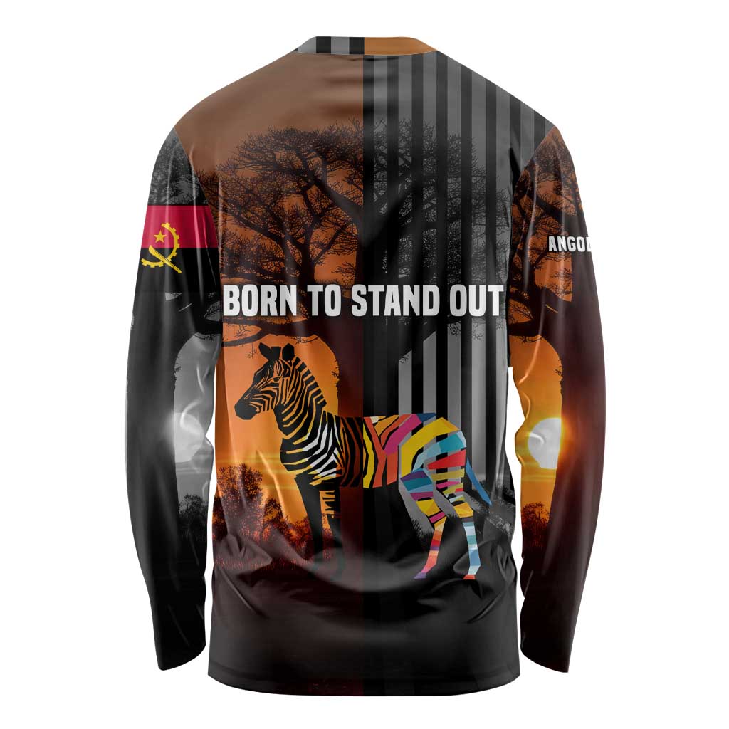 Angola Long Sleeve Shirt with Sunset Zebra Design and African Nature - Wonder Print Shop