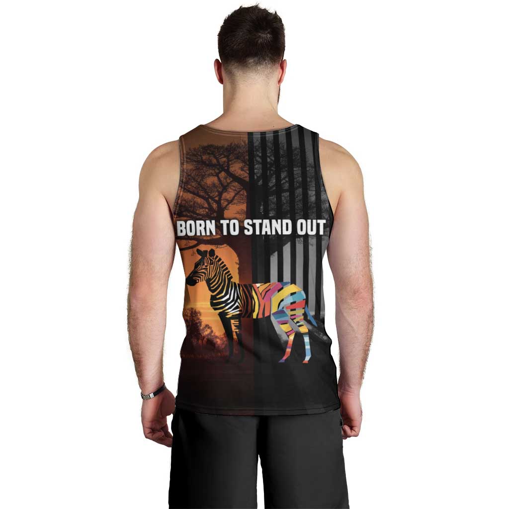 Angola Men Tank Top with Sunset Zebra Design and African Nature - Wonder Print Shop