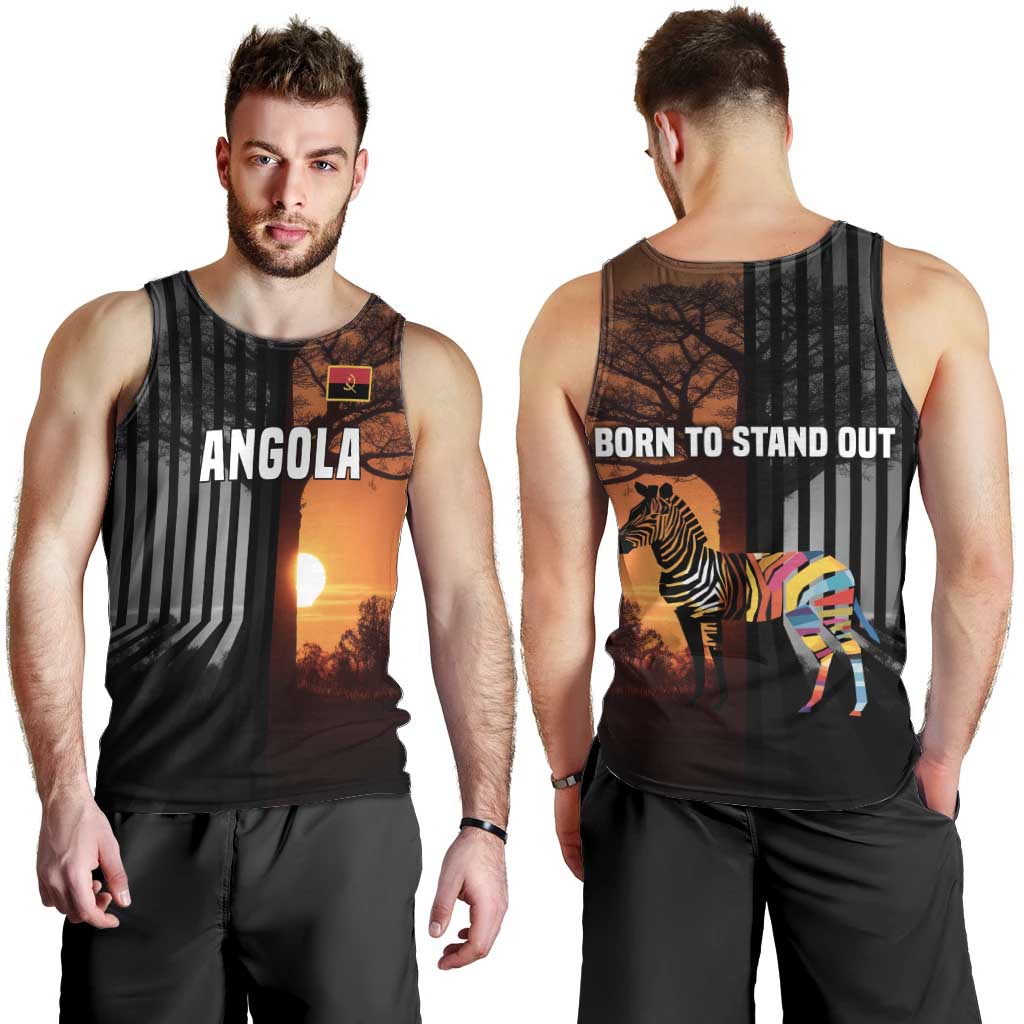 Angola Men Tank Top with Sunset Zebra Design and African Nature - Wonder Print Shop