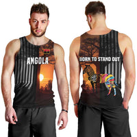 Angola Men Tank Top with Sunset Zebra Design and African Nature - Wonder Print Shop