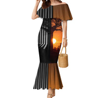 Angola Mermaid Dress with Sunset Zebra Design and African Nature - Wonder Print Shop