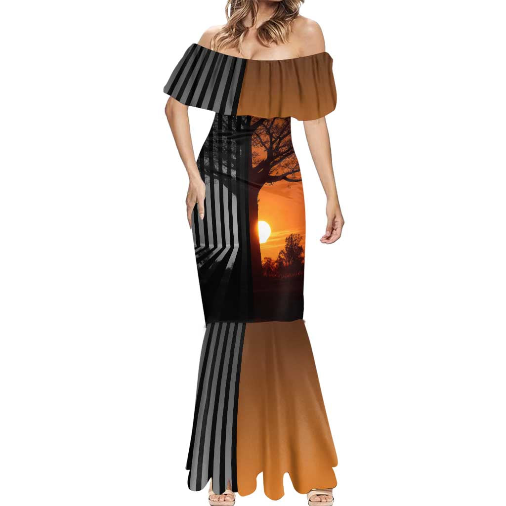 Angola Mermaid Dress with Sunset Zebra Design and African Nature - Wonder Print Shop