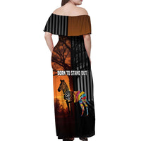 Angola Off Shoulder Maxi Dress with Sunset Zebra Design and African Nature - Wonder Print Shop