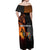 Angola Off Shoulder Maxi Dress with Sunset Zebra Design and African Nature - Wonder Print Shop