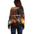 Angola Off Shoulder Sweater with Sunset Zebra Design and African Nature - Wonder Print Shop
