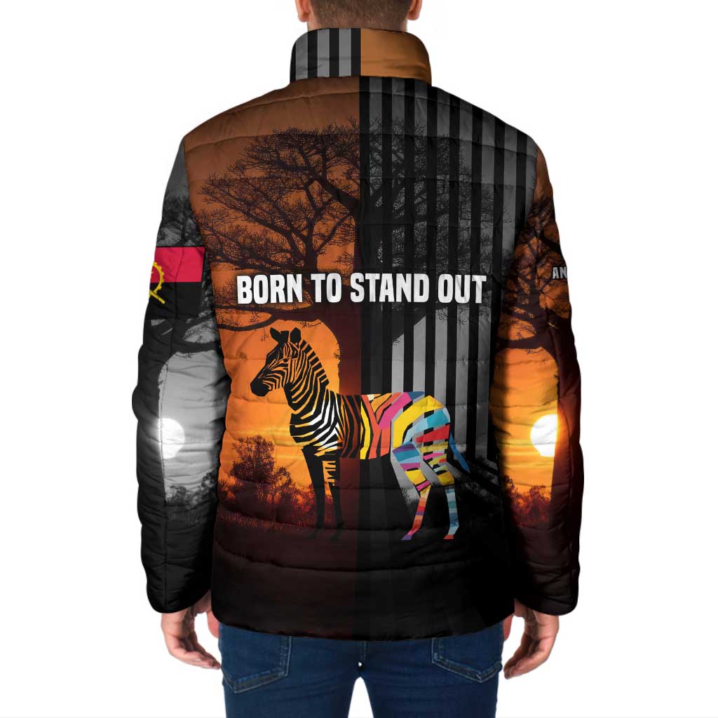 Angola Padded Jacket with Sunset Zebra Design and African Nature - Wonder Print Shop