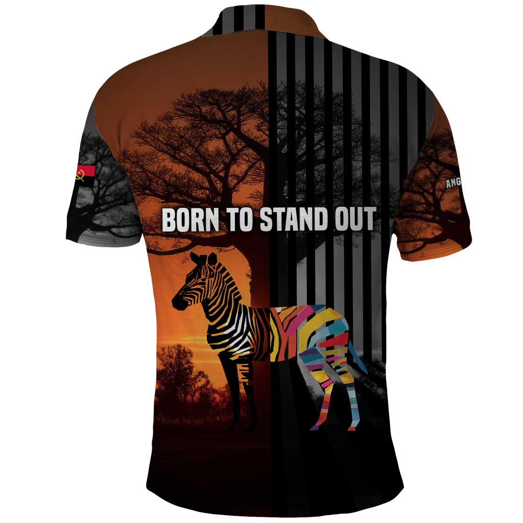 Angola Polo Shirt with Sunset Zebra Design and African Nature - Wonder Print Shop