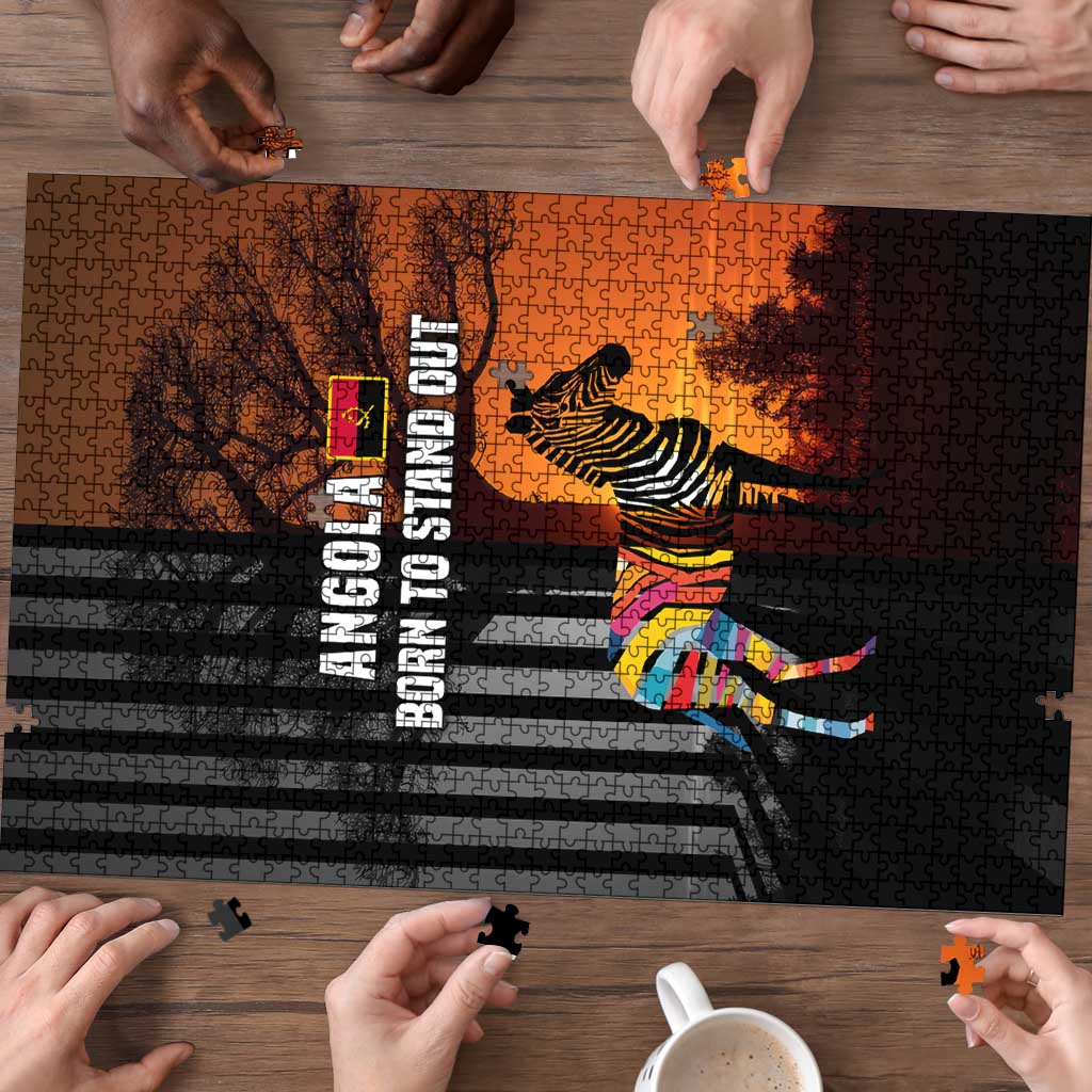 Angola Puzzle with Sunset Zebra Design and African Nature - Wonder Print Shop