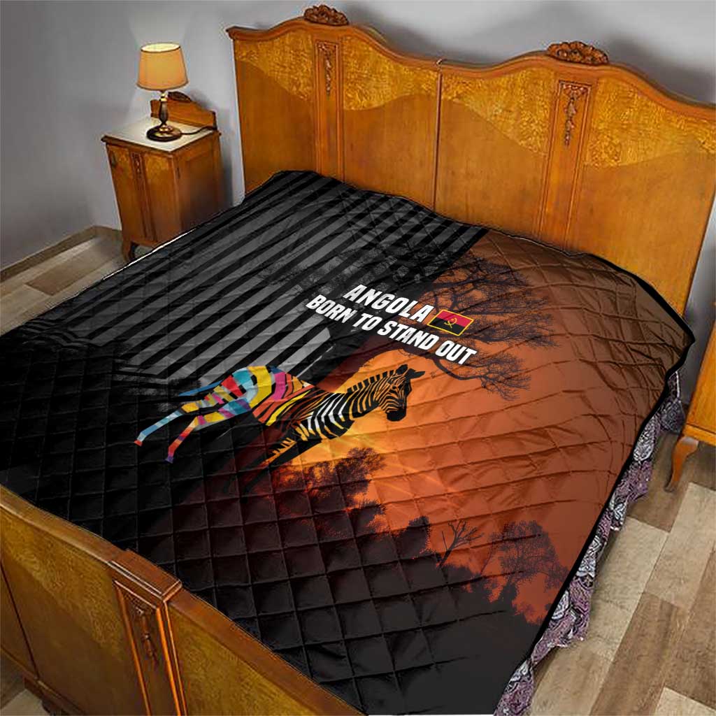 Angola Quilt with Sunset Zebra Design and African Nature - Wonder Print Shop