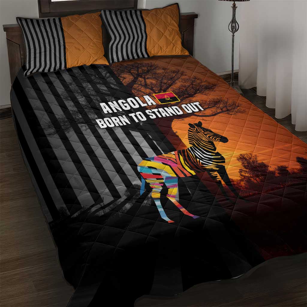 Angola Quilt Bed Set with Sunset Zebra Design and African Nature - Wonder Print Shop