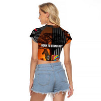 Angola Raglan Cropped T Shirt with Sunset Zebra Design and African Nature - Wonder Print Shop